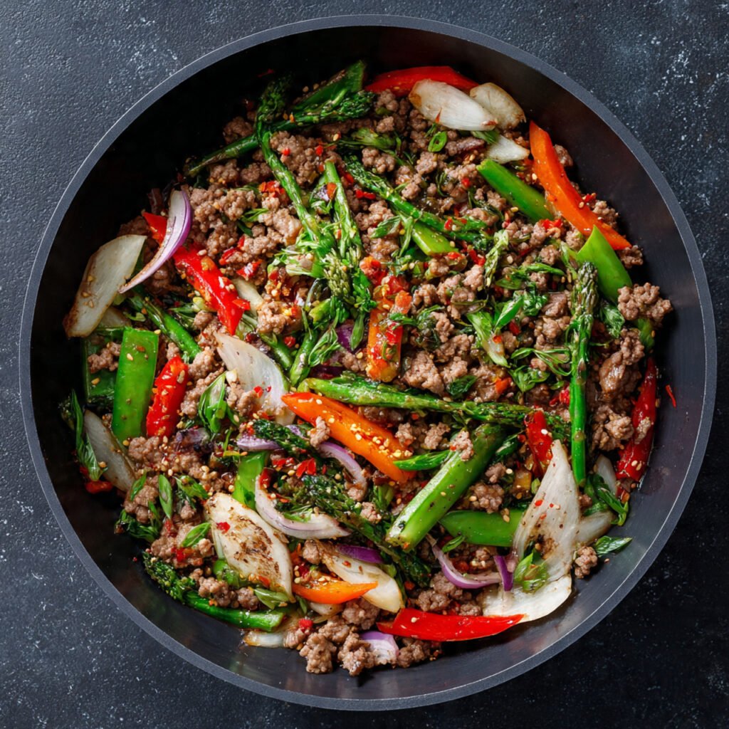 Easy ground lamb stir fry packed with bold flavors and ready in 20 minutes. Perfect for quick, high-protein dinners.