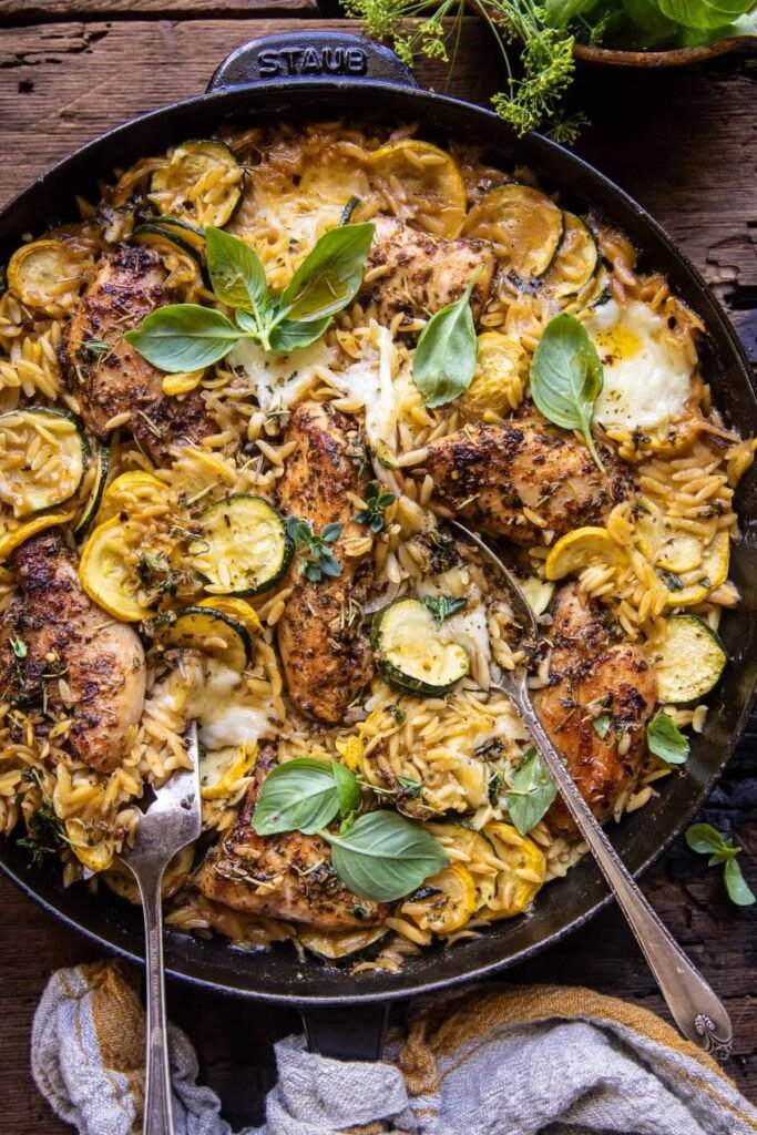 13. Garlic Parmesan Chicken Zucchini Skillet