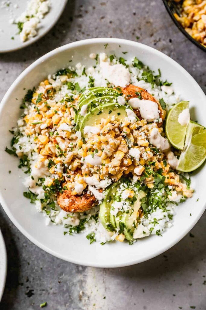  Spicy Chicken Corn Rice Bowls