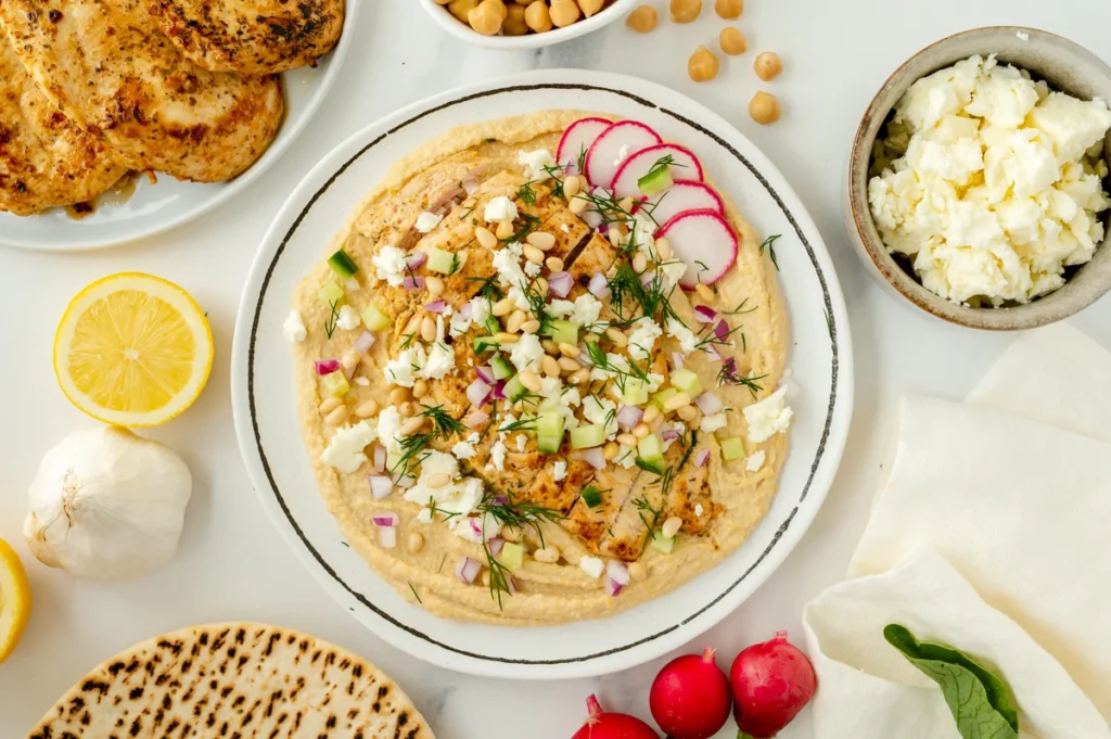 Mediterranean Chicken Hummus Plates